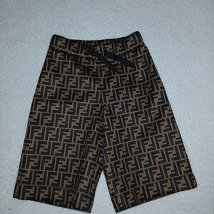 Fendi Kid's Tan and Black Monogram Shorts